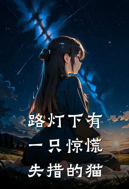 路灯下有一只惊慌失措的猫